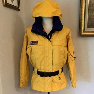 Vtg 90s Obermeyer Sport Ski Jacket Women's Sz 10 Thermolite Insulated Yellow Red